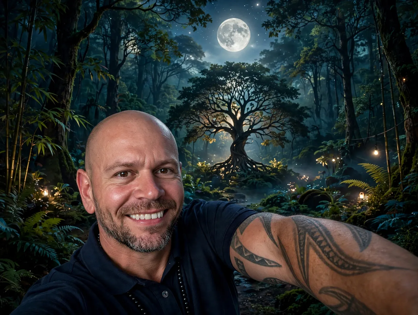 Jérôme, magnetizador, en un bosque bajo la luna llena